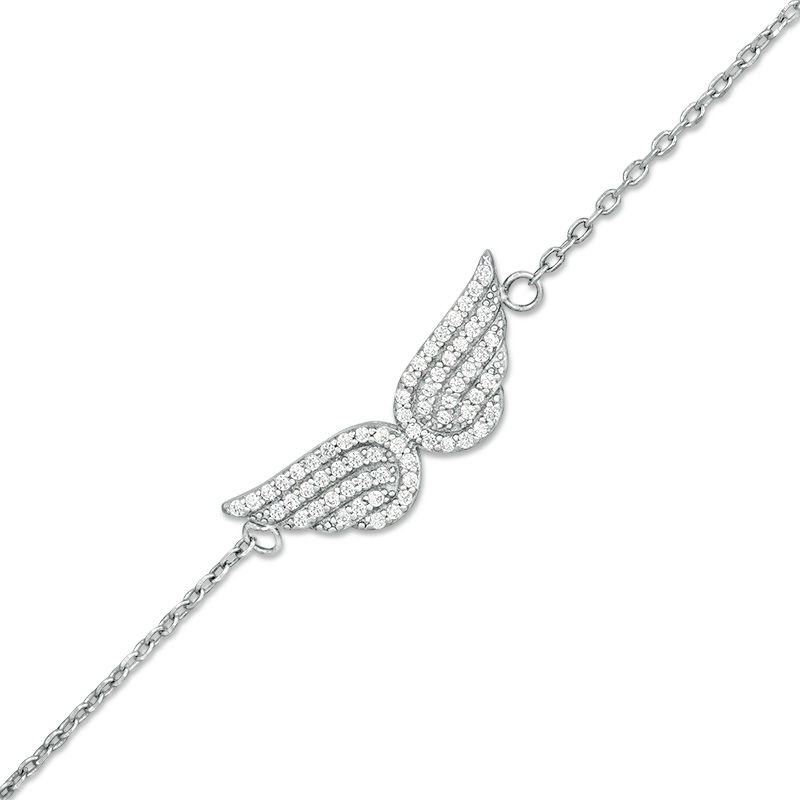 Main Image 1 of Cubic Zirconia Angel Wings Anklet in Sterling Silver - 10"