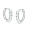 Thumbnail Image 1 of Child's Simulated Opal Five Stone Huggie Hoop Earrings in Sterling Silver