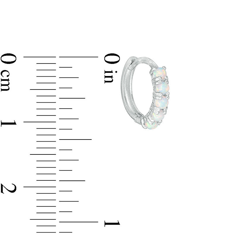 Main Image 2 of Child's Simulated Opal Five Stone Huggie Hoop Earrings in Sterling Silver