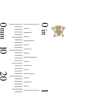 Cubic Zirconia Butterfly Stud Piercing Earrings in 14K Solid Gold