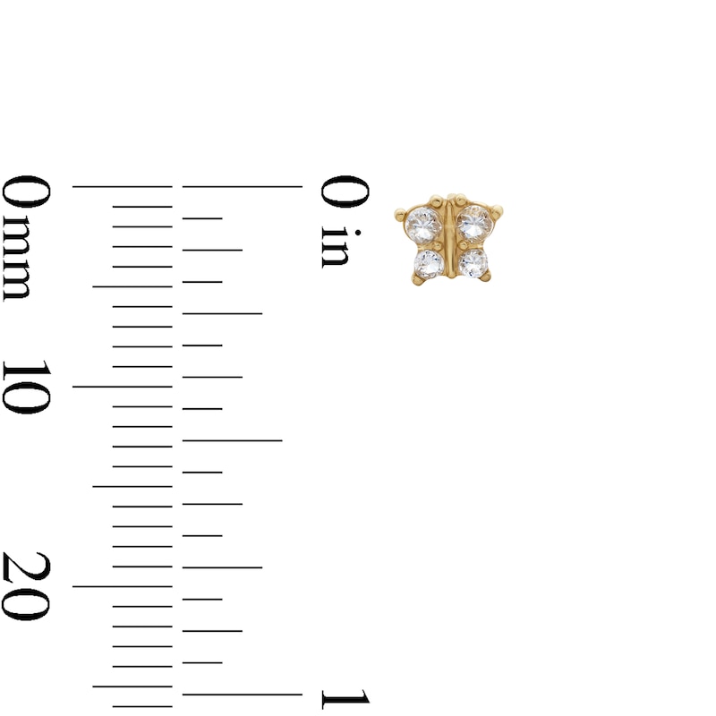 Main Image 4 of Cubic Zirconia Butterfly Stud Piercing Earrings in 14K Solid Gold