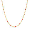 Thumbnail Image 1 of Child's Red Enamel and Mirror Heart Alternating Double Circle Link Necklace in 10K Gold - 15"