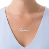 Thumbnail Image 2 of Script Name with Heart Cut-Out Crown Necklace in Sterling Silver (1 Line)