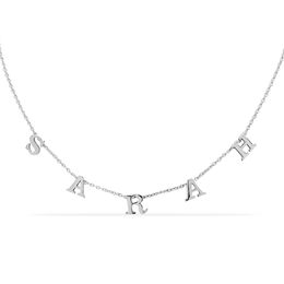 Uppercase Block Letter Charm Name Necklace in Sterling Silver (1 Line)