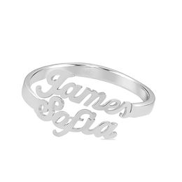 Couple's Script Name Bypass Adjustable Ring in Sterling Silver (2 Lines)