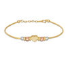 Thumbnail Image 1 of Diamond-Cut Puff Heart and Graduating Bead Bracelet in 10K Tri-Tone Gold - 7.5"
