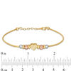 Thumbnail Image 2 of Diamond-Cut Puff Heart and Graduating Bead Bracelet in 10K Tri-Tone Gold - 7.5"