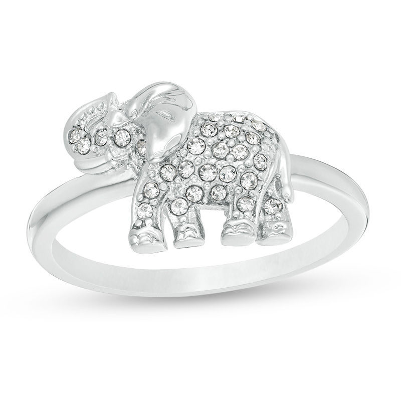 Cubic Zirconia Elephant Ring in Sterling Silver