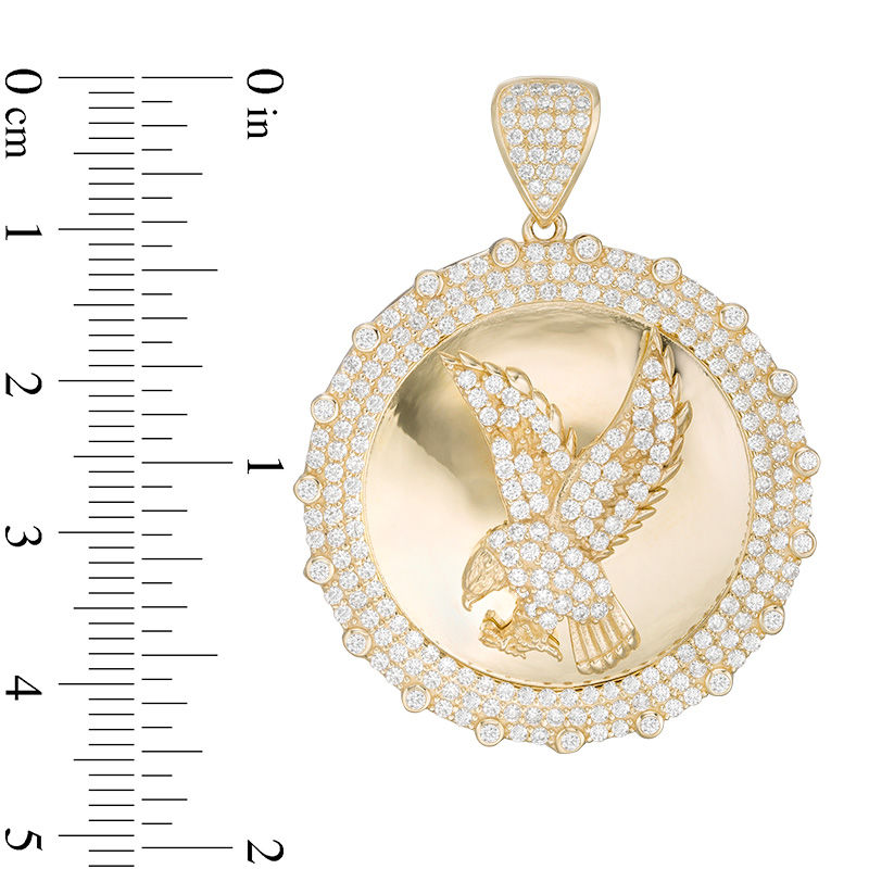 Main Image 2 of Cubic Zirconia Flying Eagle Frame Medallion Necklace Charm in 10K Gold