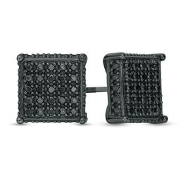 1/4 CT. T.W. Black Diamond Square Stud Earrings in Sterling Silver with Black Rhodium - XL Post