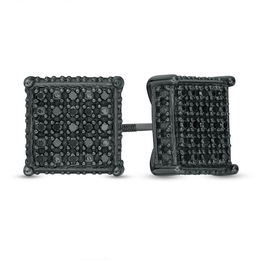 Sterling Silver 1/4 CT. T.W. Black Diamond Square Studs - XL Post