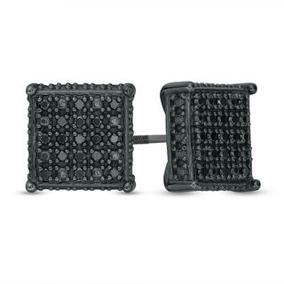 Sterling Silver 1/4 CT. T.W. Black Diamond Square Studs - XL Post