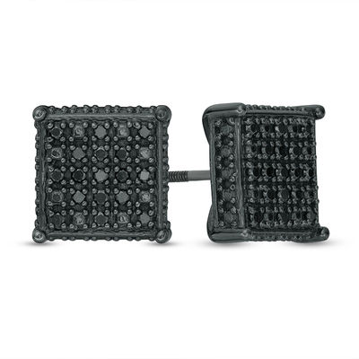 Sterling Silver 1/4 CT. T.W. Black Diamond Square Studs - XL Post
