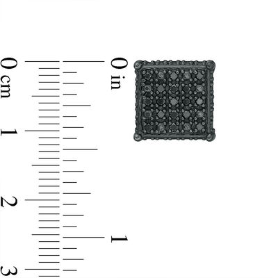 Sterling Silver 1/4 CT. T.W. Black Diamond Square Studs - XL Post