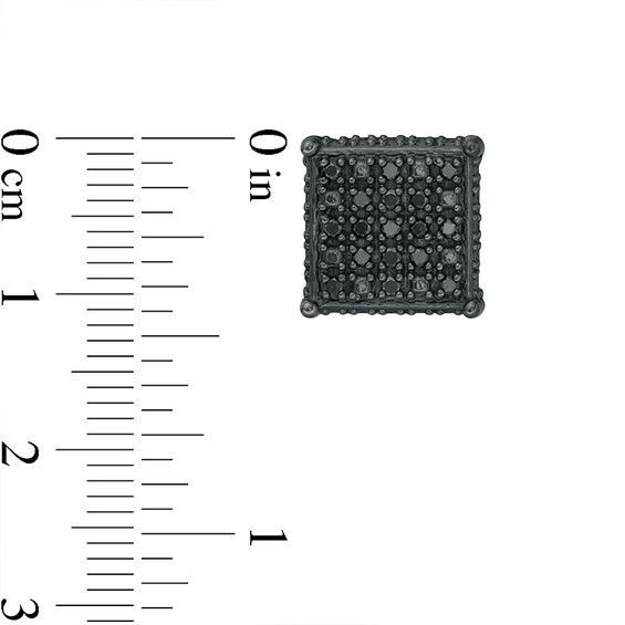 Sterling Silver 1/4 CT. T.W. Black Diamond Square Studs - XL Post