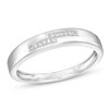 Thumbnail Image 0 of 1/15 CT. T.W. Diamond Double Row Groove Wedding Band in Sterling Silver - Size 10.5