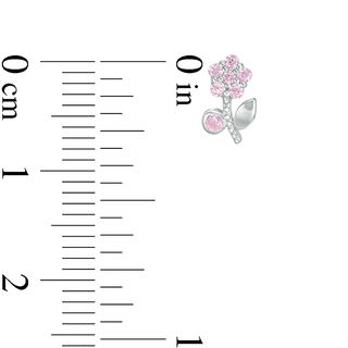 Child's Pink Cubic Zirconia Beaded Flower Stud Earrings in Sterling Silver