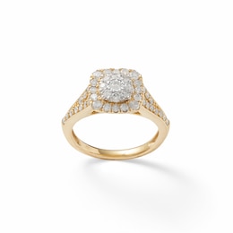 1 CT. T.W. Composite Diamond Cushion Frame Engagement Ring in 10K Gold