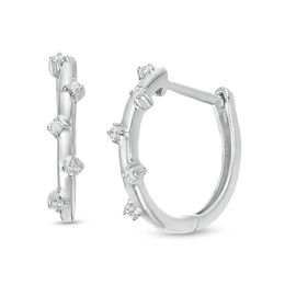 1/10 CT. T.W. Diamond Zig-Zag Huggie Hoop Earrings in 10K White Gold