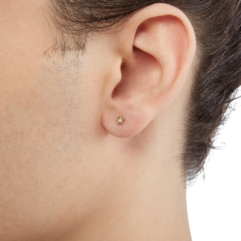 Cubic Zirconia Star Stud Piercing Earrings in 14K Gold Banter
