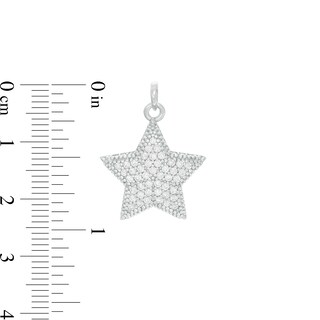 Cubic Zirconia Composite Puff Star Necklace Charm in Sterling Silver