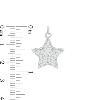 Cubic Zirconia Composite Puff Star Necklace Charm in Sterling Silver