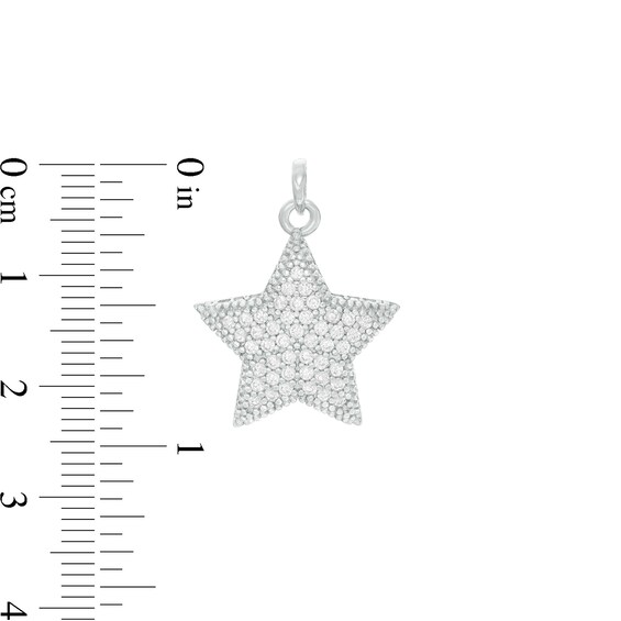 Cubic Zirconia Composite Puff Star Necklace Charm in Sterling Silver