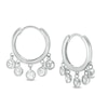 Thumbnail Image 1 of Bezel-Set Cubic Zirconia Chandelier Huggie Hoop Earrings in Sterling Silver