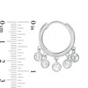 Thumbnail Image 2 of Bezel-Set Cubic Zirconia Chandelier Huggie Hoop Earrings in Sterling Silver