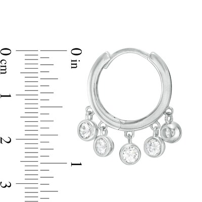 Bezel-Set Cubic Zirconia Chandelier Huggie Hoop Earrings in Sterling Silver