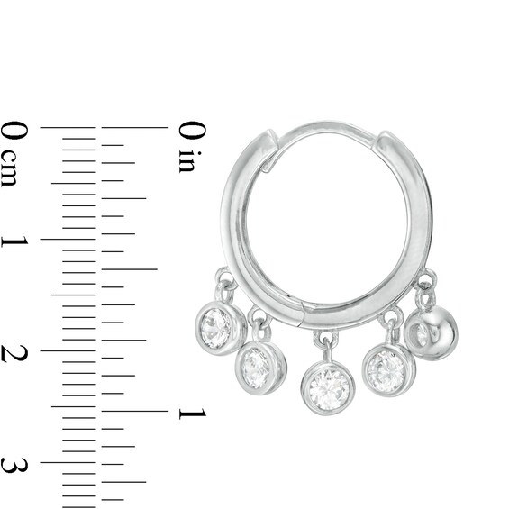 Bezel-Set Cubic Zirconia Chandelier Huggie Hoop Earrings in Sterling Silver