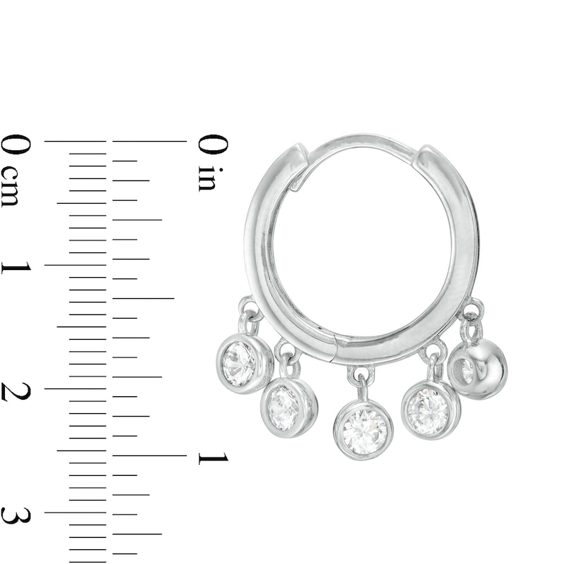 Main Image 2 of Bezel-Set Cubic Zirconia Chandelier Huggie Hoop Earrings in Sterling Silver