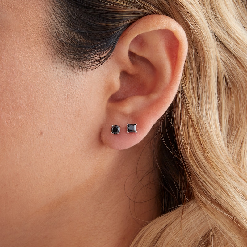 Main Image 3 of 4mm Black Cubic Zirconia Stud Earrings Set in Solid Sterling Silver