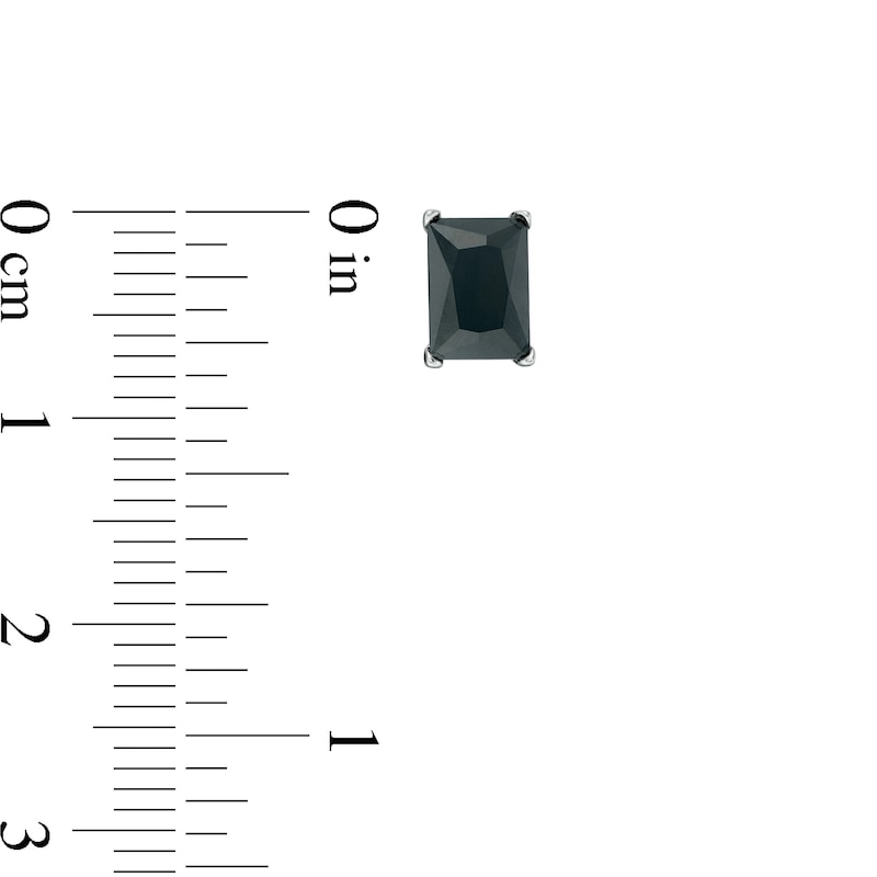 Main Image 2 of Black Cubic Zirconia Stud Earrings Set in Sterling Silver