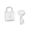 Thumbnail Image 1 of Lock and Key Mismatch Stud Earrings in Sterling Silver