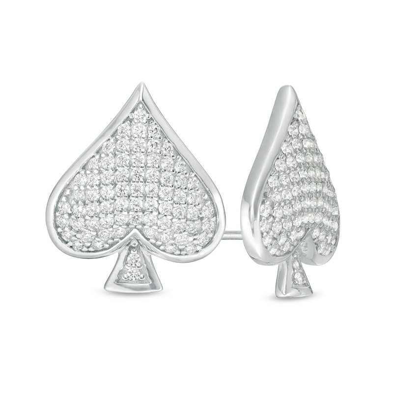 Main Image 1 of Cubic Zirconia Composite Spade Symbol Stud Earrings in Sterling Silver