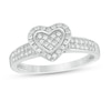 Thumbnail Image 0 of Cubic Zirconia Heart-Shaped Composite Frame Double Row Ring in Sterling Silver - Size 7