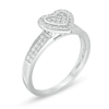 Thumbnail Image 1 of Cubic Zirconia Heart-Shaped Composite Frame Double Row Ring in Sterling Silver - Size 7