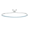 Thumbnail Image 1 of Light Blue and White Cubic Zirconia Accent Line Bolo Bracelet in Sterling Silver - 9.5"