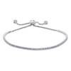 Thumbnail Image 0 of Purple and White Cubic Zirconia Accent Line Bolo Bracelet in Sterling Silver - 9.5"