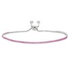Thumbnail Image 1 of Dark Pink and White Cubic Zirconia Accent Line Bolo Bracelet in Sterling Silver - 9.5"