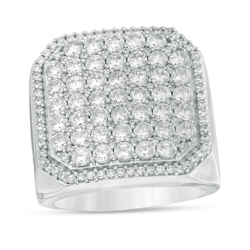 Cubic Zirconia Composite Octagon Frame Ring in Sterling Silver - Size 10
