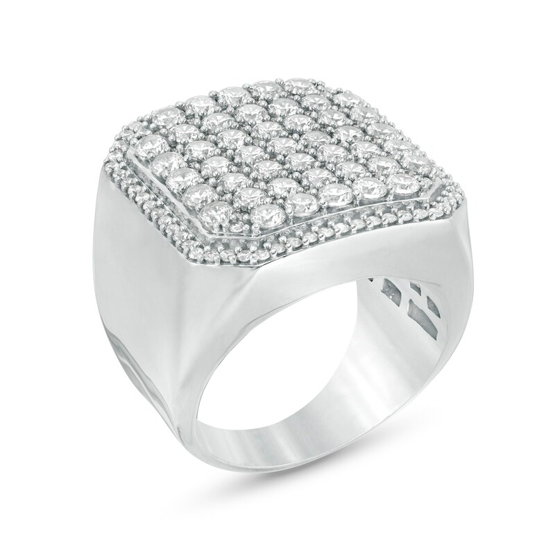 Cubic Zirconia Composite Octagon Frame Ring in Sterling Silver - Size 10