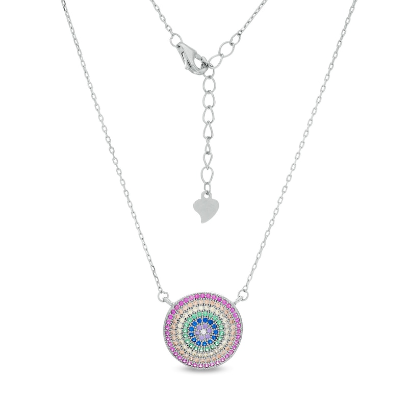 Main Image 1 of Multi-Color Cubic Zirconia Layered Circle Necklace in Sterling Silver