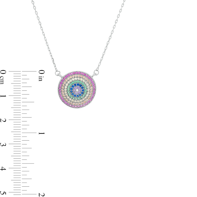Main Image 2 of Multi-Color Cubic Zirconia Layered Circle Necklace in Sterling Silver