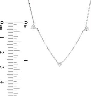 Cubic Zirconia Heart Station Necklace in Sterling Silver - 16"