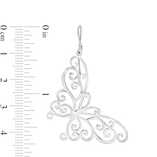 Filigree Butterfly Drop Earrings in Sterling Silver