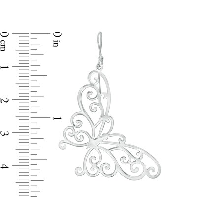 Filigree Butterfly Drop Earrings in Sterling Silver