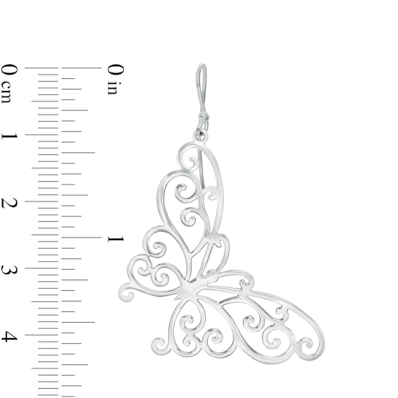 Filigree Butterfly Drop Earrings in Sterling Silver