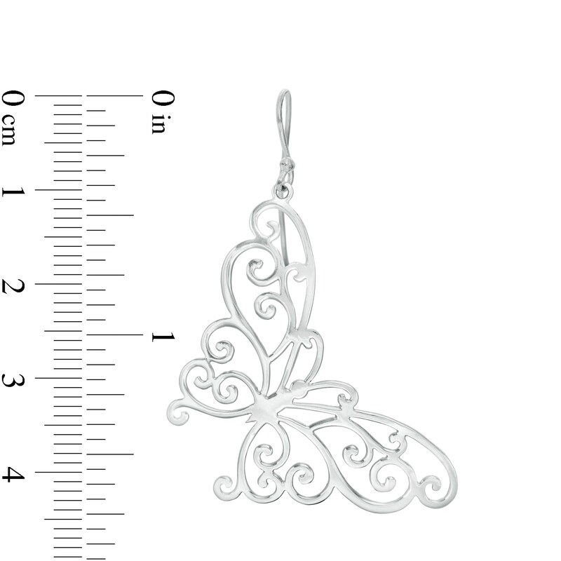Main Image 2 of Filigree Butterfly Drop Earrings in Sterling Silver